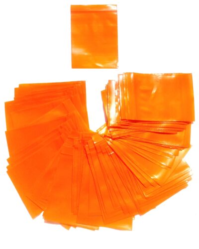 Orange Zipper Plastic Pouch for Packing Jewellery, Ayurvedic Medicine, Seeds, and Samples