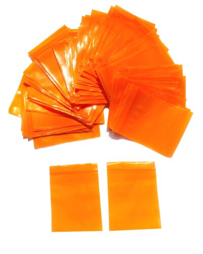 Zip Lock Small Plastic Poly Bags (Yellow Orange Middle Color) for Packing Prasad, Jewellery, Ayurvedic Medicine, Seeds, and Samples