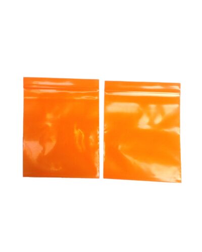 orange zip lock plastic pouch